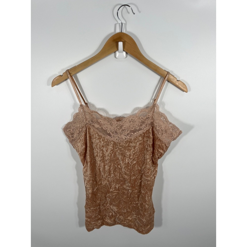 Vintage Y2K Charlotte Russe L Peach Lace Velvet Dainty Feminine Romantic Stretch